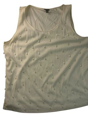 Ann Taylor Cream Beaded Sleeveless Tank